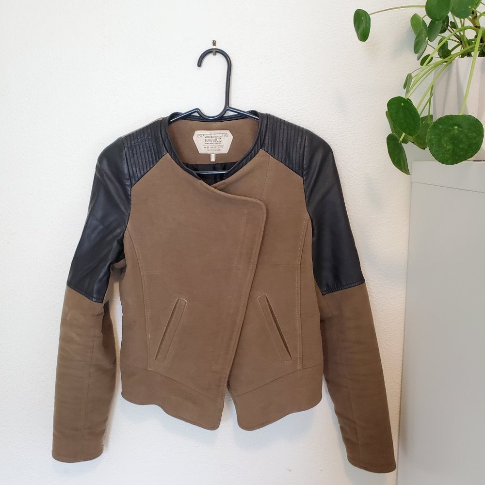 Zara Moto Jacket with Faux Leather Size Medium